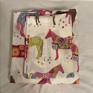 Garnet Hill Multicolor Horse Print Bedding Sheets